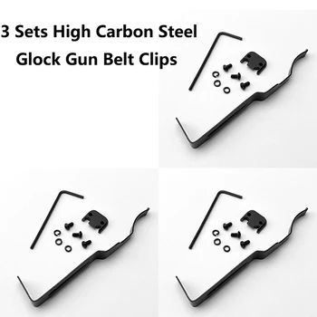 3 Conjuntos de Alto teor de Carbono e de Aço de Mola Glock Arma Pistola do Cinto Clip de Cintura Grampos para Glocks Gen1-4 Modelos Com Parafusos de máquina de lavar Chave Allen