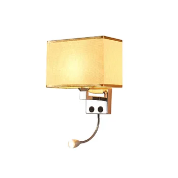 moderno Nórdicos Cabeceira de parede de luz Simples quarto lâmpada de carregamento por USB Led E27 lâmpada Pano de arte de Ferro Branco Preto Interior luminária