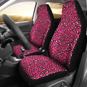 Cor-de-Rosa E Tan de estampa de Leopardo Assento de Carro Cobre Pack de 2 Universal Assento Dianteiro, Tampa de Proteção