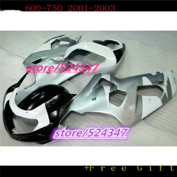 Injeção de prata preto Carenagem para SUZUKI GSXR600 750 carroçaria 2001-2002-2003 K1 motocicleta GSXR600 GSXR750 01 Body Kits 03 02