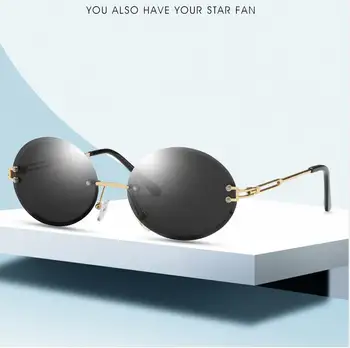 Moda Moda sem aro redondo de Óculos de sol das Mulheres 2021 Marca de Design sem moldura 90 Metal Fresco e Elegante Óculos de Sol Sunnies S291