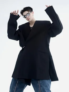 SYUHGFA Homens Desgaste coreano Moda Streetwear Terno Para os Homens 2023 Primavera, Outono Solta Simples de Manga comprida Único Botão Blazers