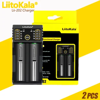 2PCS LiitoKala Lii-202 Lii-402 Lii-S2 Lii-S4 18650 Bateria carregador Para 18650 bateria 26650 21700 CR123A 16340 18350 AA, pilhas AAA