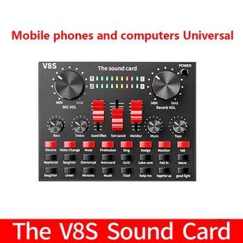 V8 de Áudio Externo USB, Placa de Som Microfone de Fone de ouvido Webcast Pessoais Transmissão ao Vivo Por Telefone Computador