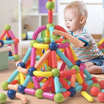 Crianças Magnético da Construção do Conjunto de Blocos de Construção Montessori de ensino Ímã Brinquedo de Menino de Brinquedos Educativos Para Crianças de Presente