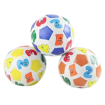 10 cm PU Macio do Bebê Bola de Futebol Esponja de Handebol Crianças de Educação de Rastreamento Brinquedos de Aprendizagem Cores Número de Borracha de desenho animado Toy Bola