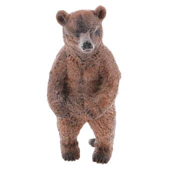 1Pc Realista de Pé Urso Marrom Zoológico Selvagem Modelo Animal de Ação Figura Crianças Crianças Crianças de Brinquedo de Presente para Casa Decoração da Mesa
