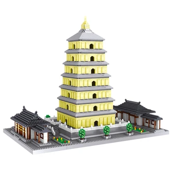Arquitetura mundial Mini Blocos de Construção Antiga Wild Goose Pagoda Torre 3D Diamond Tijolos de Brinquedo Educativo para as Crianças Presentes