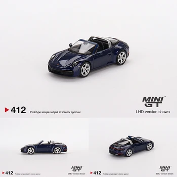 MINI GT 1:64 911 Targa 4S Genciana Azul Metalizado Liga de Diorama Modelo de Carro de Coleção de Miniatura de Carros Brinquedos 412 Em Estoque