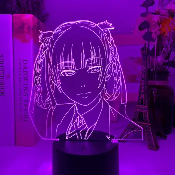 3D Kakegurui Jogador Compulsivo Kirari Momobami Noite do DIODO emissor de Luz para a Decoração do Quarto do Nightlight Presente de Aniversário Anime Lâmpada Kakegurui