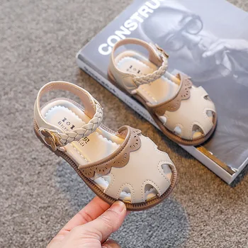 Meninas Bebê Sandálias De Verão, As Crianças De Tecido Oco Princesa Sapatos De Crianças Macio, Com Solado De Sandálias Flat Princesa Sapatos