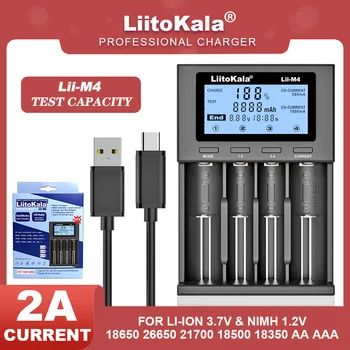 LiitoKala Lii-M4 18650 Display LCD Universal para Smart Carregador Teste de Capacidade Para 26650 21700 18650 18500 AA, AAA Etc 4slot