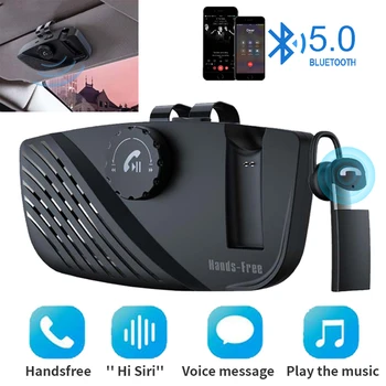 Bluetooth 5.0 Leitor de MP3 do Carro a Viseira de Sol do viva-Voz sem Fio, Kit mãos livres Com Fones De ouvido Áudio Loundspeaker
