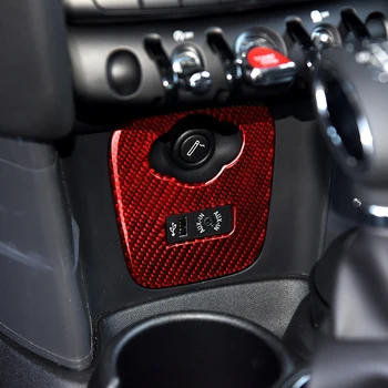 Genuíno de Fibra de Carbono, Interior do Carro do USB de Isqueiro do painel Moldura Tampa Guarnição Adesivo de Ajuste Para BMW MINI F55/F56/F57 2014-2020