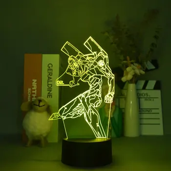 EVA-02 de Luz Anime Figura RGB 3D da Noite do diodo emissor de Luz Presente de Aniversário para Amigo de Trabalho da Lâmpada Mangá Tabela Decoração NEON GENESIS Figurine