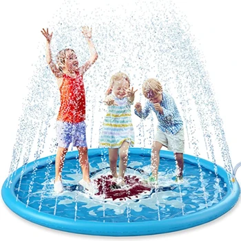 170cm para Crianças, ao ar livre Almofada de Água Divertido Brinquedo Inflável Redonda Jato de Água de Tubarão Golfinho Jogo de Pool de Almofada de Água Jardim Almofada de Água