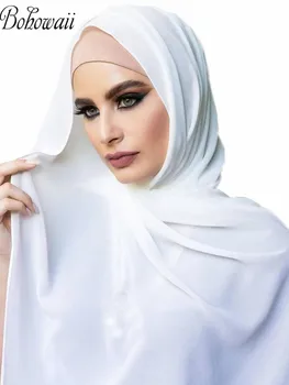 BOHOWAII Clássico Hijab Lenço Islã Menina Longo Lenço de Chiffon Xale Jilbab Femme Musulman Africaine de Casamento Natal Turbante