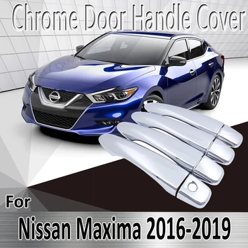 Para Nissan Maxima A36 2015~2016 2017 2018 2019 Adesivos De Decoração Cromado Capa Maçaneta Da Porta Montar Acessórios Do Carro