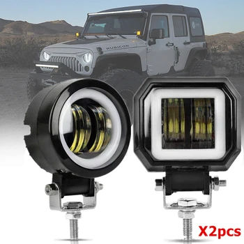 Acessórios para carro 20W 3 Polegadas LED de Luz Branca Halo Anel Olhos de Anjo offraod Spot Lâmpada da Névoa Para o Jeep Wrangler 4WD 4x4 SUV Toyota