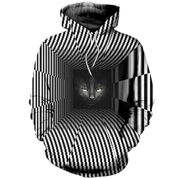 3D, impressão a cores completa da Série Cat zíper camisa casual Street hip hop Moletom com Capuz -- zzz