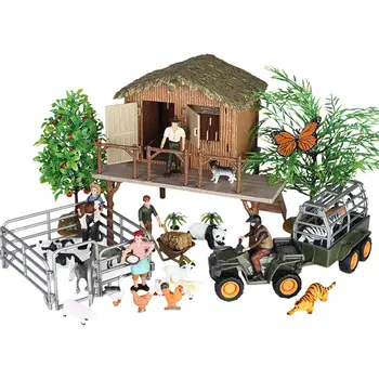 Realista Fazenda Modelo Animal Playset Miniatura de Figuras de Ação para Crianças