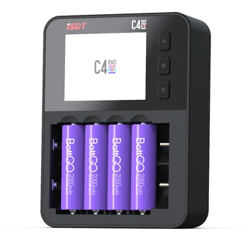 NOVO ISDT C4 C4 EVO Smart Carregador de Bateria Com Saída USB para 18650 26700 AA AAA Bateria do Li-íon com Ecrã IPS Tela