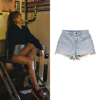 Kpop Coreano Celebridade Verão De Novo Cintura Alta Shorts Jeans Mulheres Solto E Casual De Moda Feminina Cintura Sexy De Perna Larga Shorts