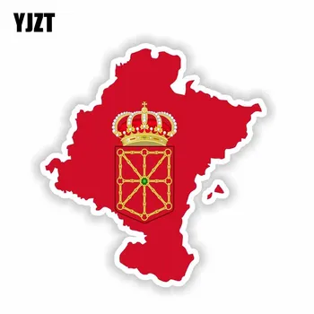 YJZT DE 12,6 CM*13.4 CM Comunidad Foral De Navarra Mapa Bandeira Adesivo de Carro Motocicleta Decalque 6-1656