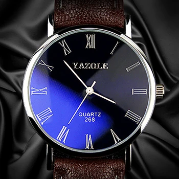 Topo Nova Marca Homens Relógio de Luxo de Vidro Azul YAZOLE Assistir a Moda de Relógios de Homens Relógio Saat Relógio Masculino Wristwtach Saati