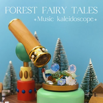 Floresta dos Contos de Fadas:a caixa de Música caleidoscópio de Vidro de Arte handwork Crianças presentes