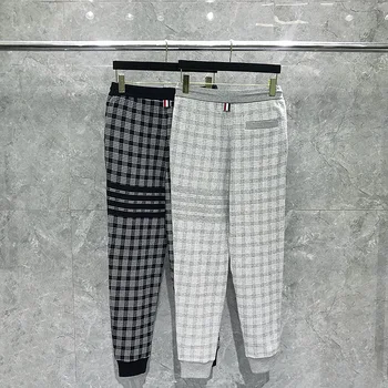TB BROWIN Homens de Calças de Inverno Listrado Calças de Cintura Elástica Sport Casual Calças de Algodão de Design coreano Macio de Alta Qualidade Desgaste