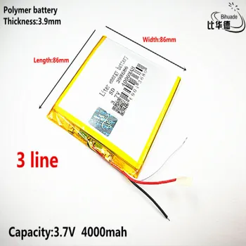 Linha 3 Litros de energia, bateria de Boa Qulity 3,7 V,4000mAH 398686 de Polímero de lítio ion / Li-íon da bateria para o pc da tabuleta do BANCO,GPS,mp3,mp4