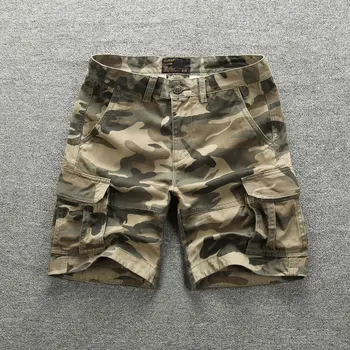 Dropshipping de Camuflagem Homens Calças Retas de Ferramentas Shorts, Calças Esportivas Casual Camo Shorts Homens