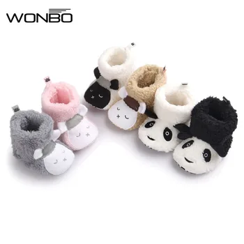 Wonbo de Inverno de Bonito Panda Animal de Bebê de Estilo Botas de Lã Worm de Algodão acolchoado Sapatos Botinhas para Bebê Atacado 0-1 Infantil Criança Sapatos