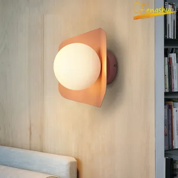 Moderno e Minimalista Bola de Vidro Lâmpada de Parede Nórdicos CONDUZIU a Macaron de Parede de Luz de Iluminação de Interiores Loft, Quarto, casa de Banho Corredor Lâmpadas de Parede
