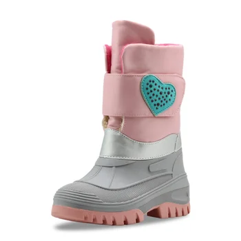 Meninas, o Inverno de Algodão, Botas de Crianças o Amor de Botas de Pele de coreano de Pelúcia Médio Botas de Inverno de sapatos para Menina Crianças Anti-derrapante Botas de Neve