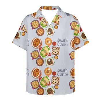 Padrões alimentares De 25 Países Diferentes Epicure Judeu Cozinha Shirts Para os Homens Impressos em 3d Homens de Camisa Havaiana Praia 5xl Curto