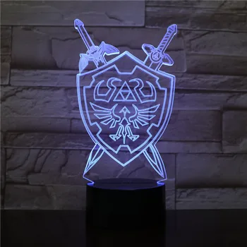A Lenda do Zeldass 3D Noite a Luz do Candeeiro de Mesa de Jogo de Anime do Selvagem Ilusão de ótica 3d Led Espada Levar Dropshipping 2373