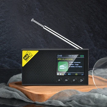 Portátil Rádio Digital compatível com Bluetooth 5.0 Portátil para Casa, Escritório de 2,4 polegadas LCD Estéreo DAB FM com Leitor de Áudio