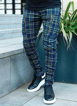 moda marca Colorido Listrado e Xadrez Lápis Calças 2022 Homens High street Streetwear zip Splic Jogger Cavallari Hip Hop Calças