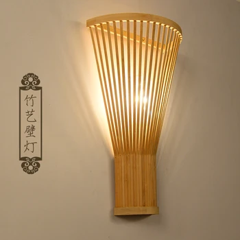 Nordic de Madeira e Parede de Bambu Luzes do Quarto ao Lado Luzes LED de Bambu Moderno E27 Lâmpadas de Parede LED Bar-Restaurante de Iluminação E27