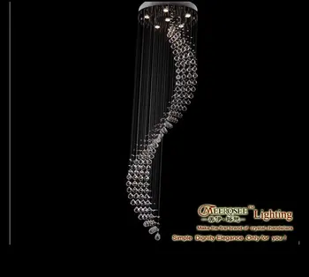 Espiral de Luz de Teto de Cristal MD20017 para escadas com GU10 Lâmpadas D600mm H2000mm