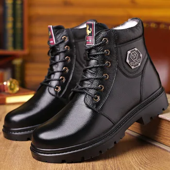 Couro genuíno Homens Botas Militares de Homens de Moto Caça Casuais Sapatos de Designer Martin Botas Hombre