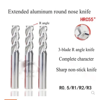 Estendida do aço de tungstênio da liga de alumínio de moinho de extremidade de 3 lâminas de alumínio exterior R ângulo rodada nariz faca de 55 graus 6R0.5 8R2 12R3