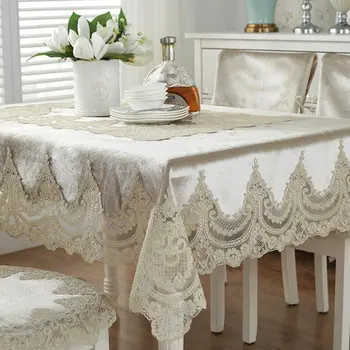 A europa de luxo bordado toalha de mesa mesa mesa de jantar com tampa de mesa de renda pano Grosso veludo ouro retro casa tecido cadeira coberta