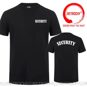 Qualidade Superior De Segurança Dupla Imprimir T-Shirt De Verão, Estilo T-Shirt Engraçada De Segurança Guarda De Segurança De Algodão Preto Pré Encolhido Camiseta