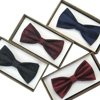 Moda dos Homens de gravata borboleta 2020 Brand New Alta Qualidade Formal Gravata Para os Homens Festa de Casamento Gravata Borboleta Com Caixa de Presente do Vinho Vermelho