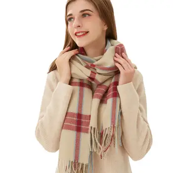 Colorido Listrado Lenços Mulheres de Outono e de Inverno de Nova Cashmere Imitação Envolve Feminino Estilo Doce de Moda Quente Borla Xales