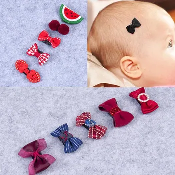 5pcs/Set Bebê Grampos de Cabelo de Bebê e Acessórios para o Cabelo da Menina do Bebê Bowknot Ganchos de Headwear do Arnês Presilhas de Cabelo do Bebê Decorações