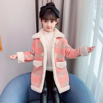 De Lãs do inverno & Blends Casaco Para Menina de 2022, a Versão coreana Além de Veludo Engrossar Manter Aquecido Moda Casaco Casual Roupas para Crianças